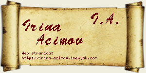 Irina Aćimov vizit kartica
